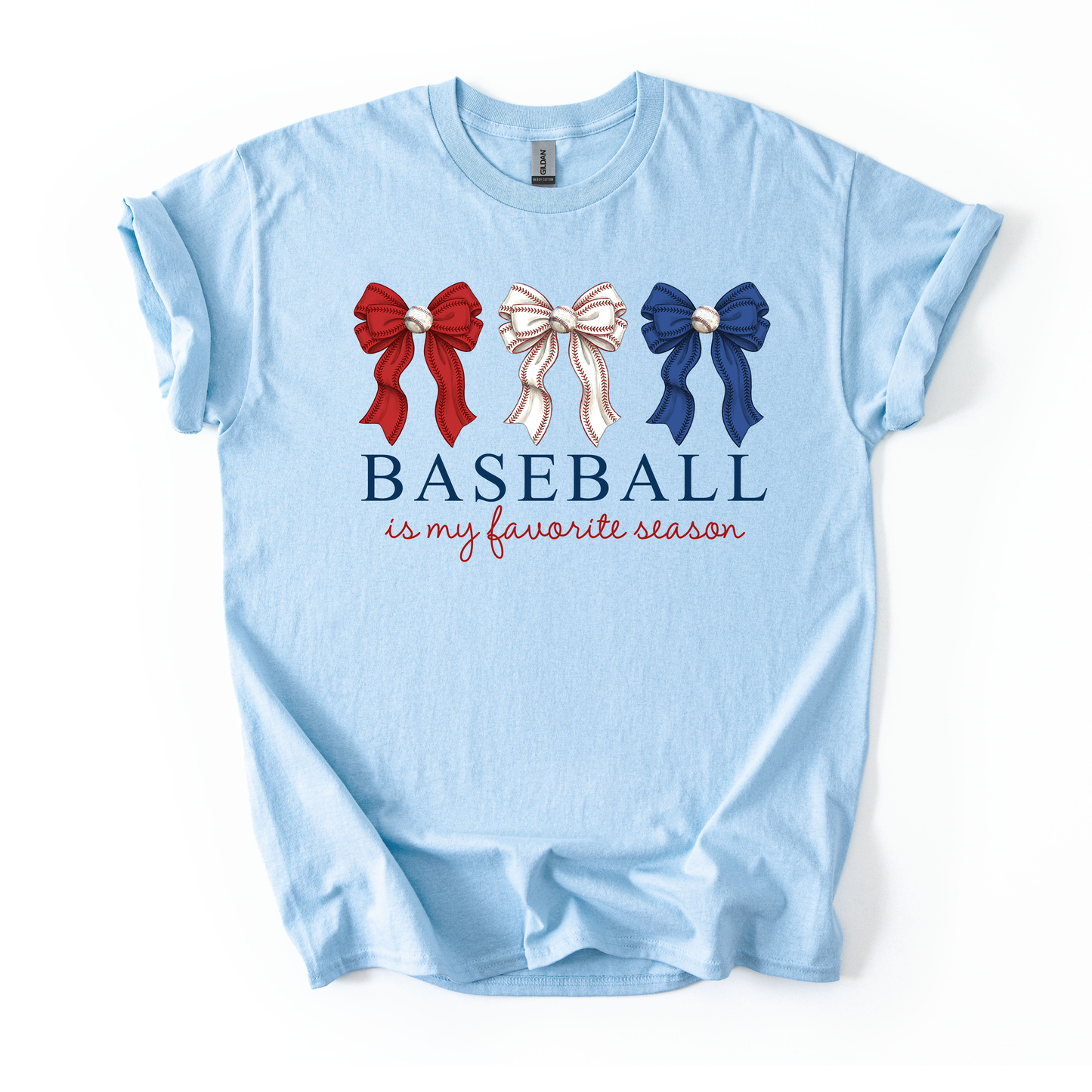 Baseball Fav Season Unisex Light Blue Gildan Tshirt