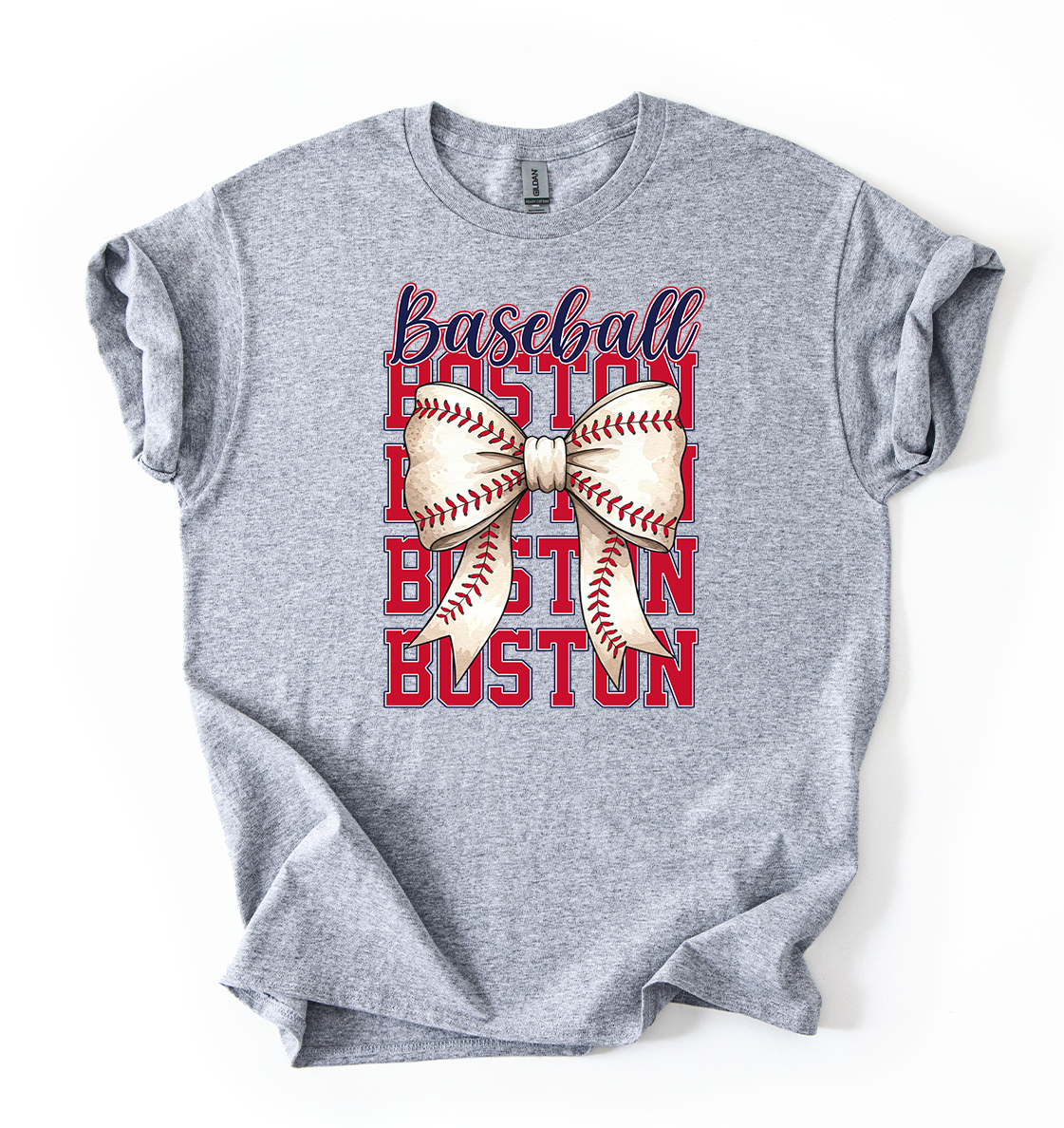 Boston Boston Baseball Youth Sports Grey Gildan Tshirt