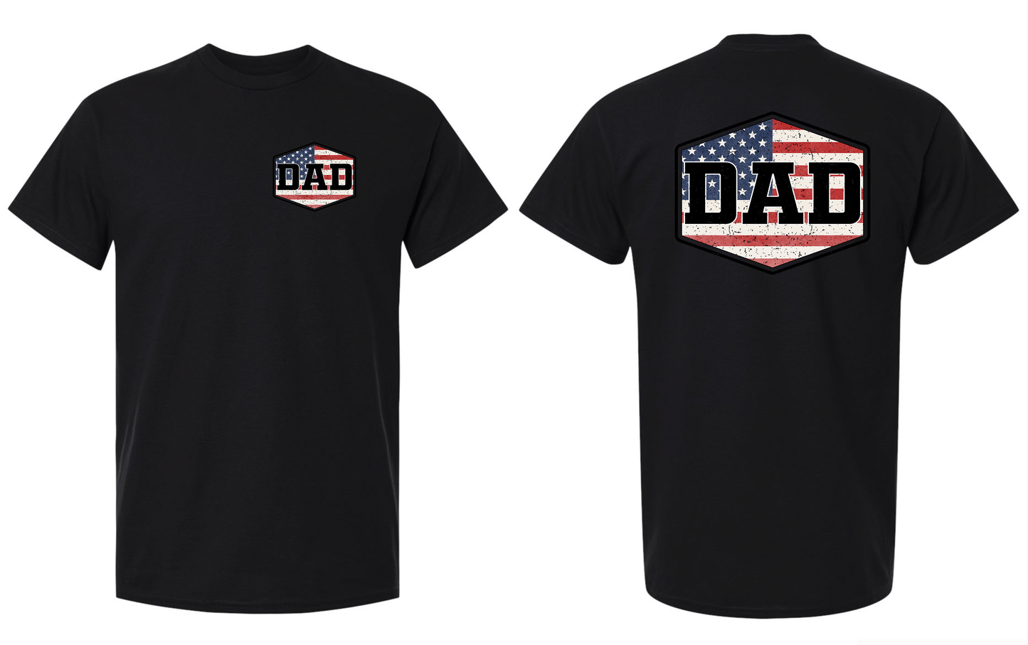 Dad Flag 2 Locations Unisex Black Gildan Tshirt