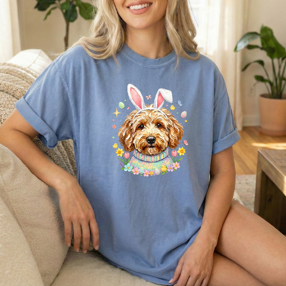 Doodle Easter Blue Jean Youth Tshirt