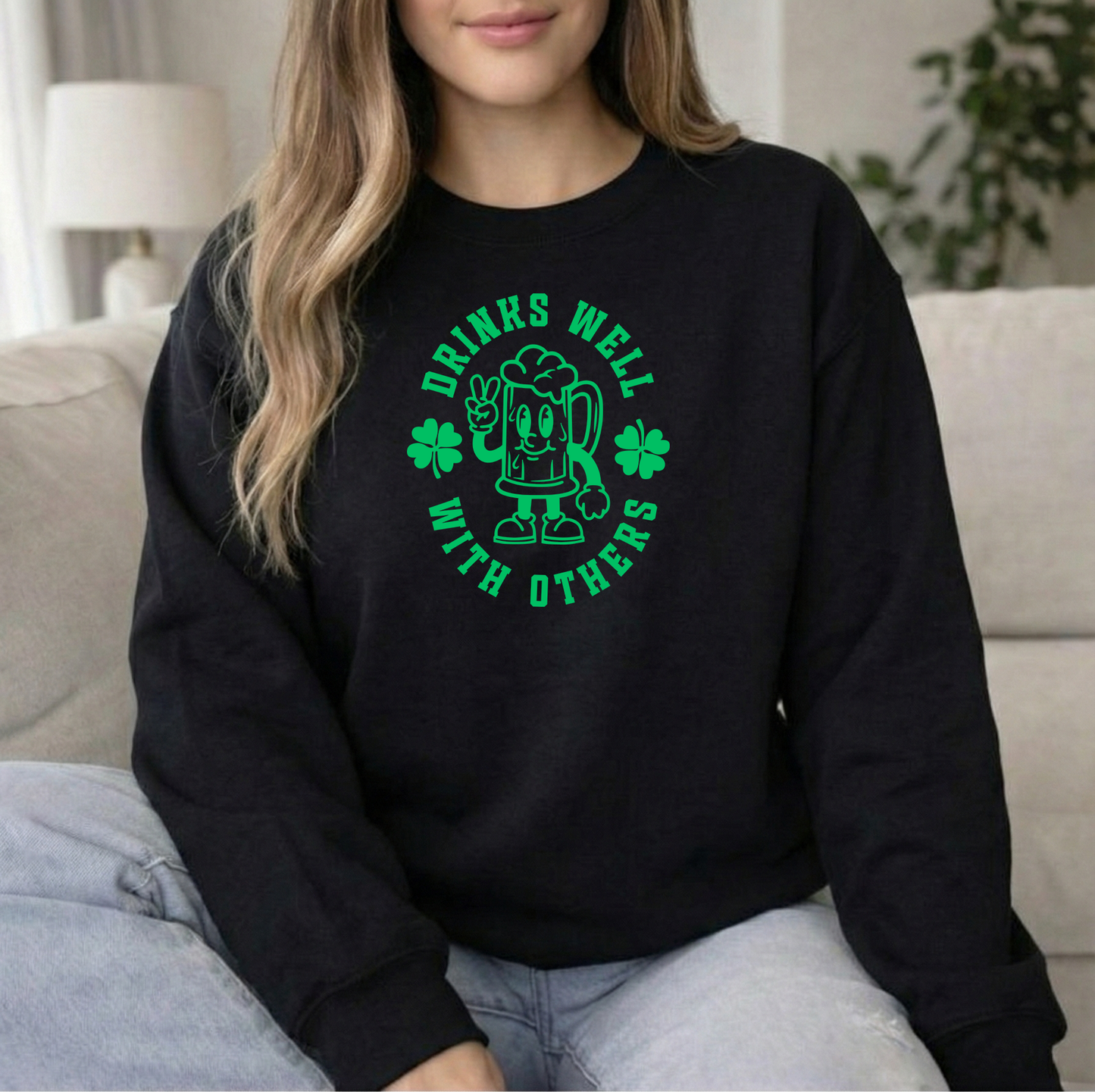Drinks well with others black crew sweatshirt