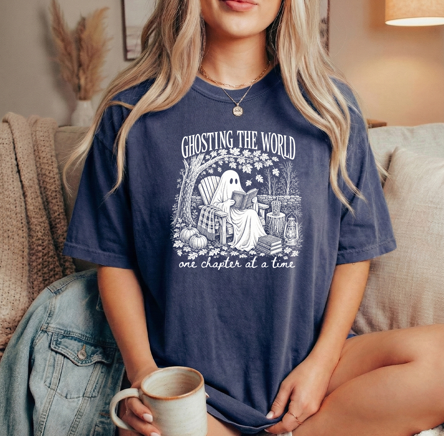 Ghosting the world Unisex Navy Comfort Colors Tshirt