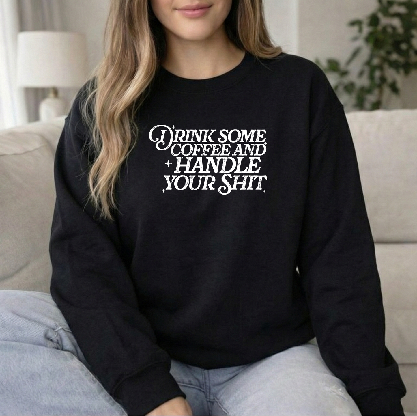 Handle your S White Black crew Sweatshirt