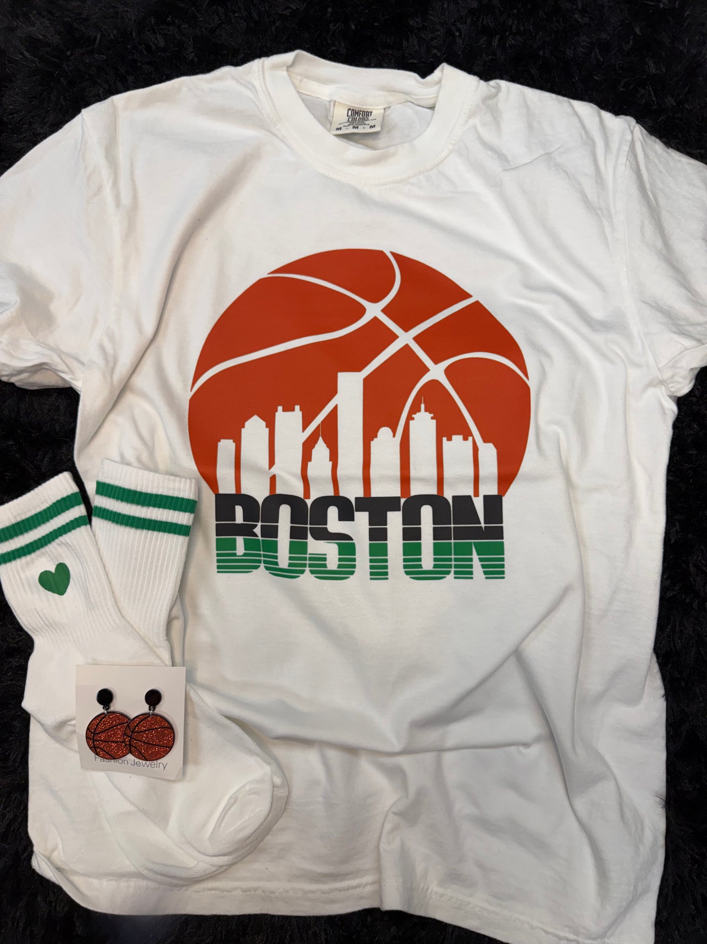 Boston Silhouette Basketball White Tshirt