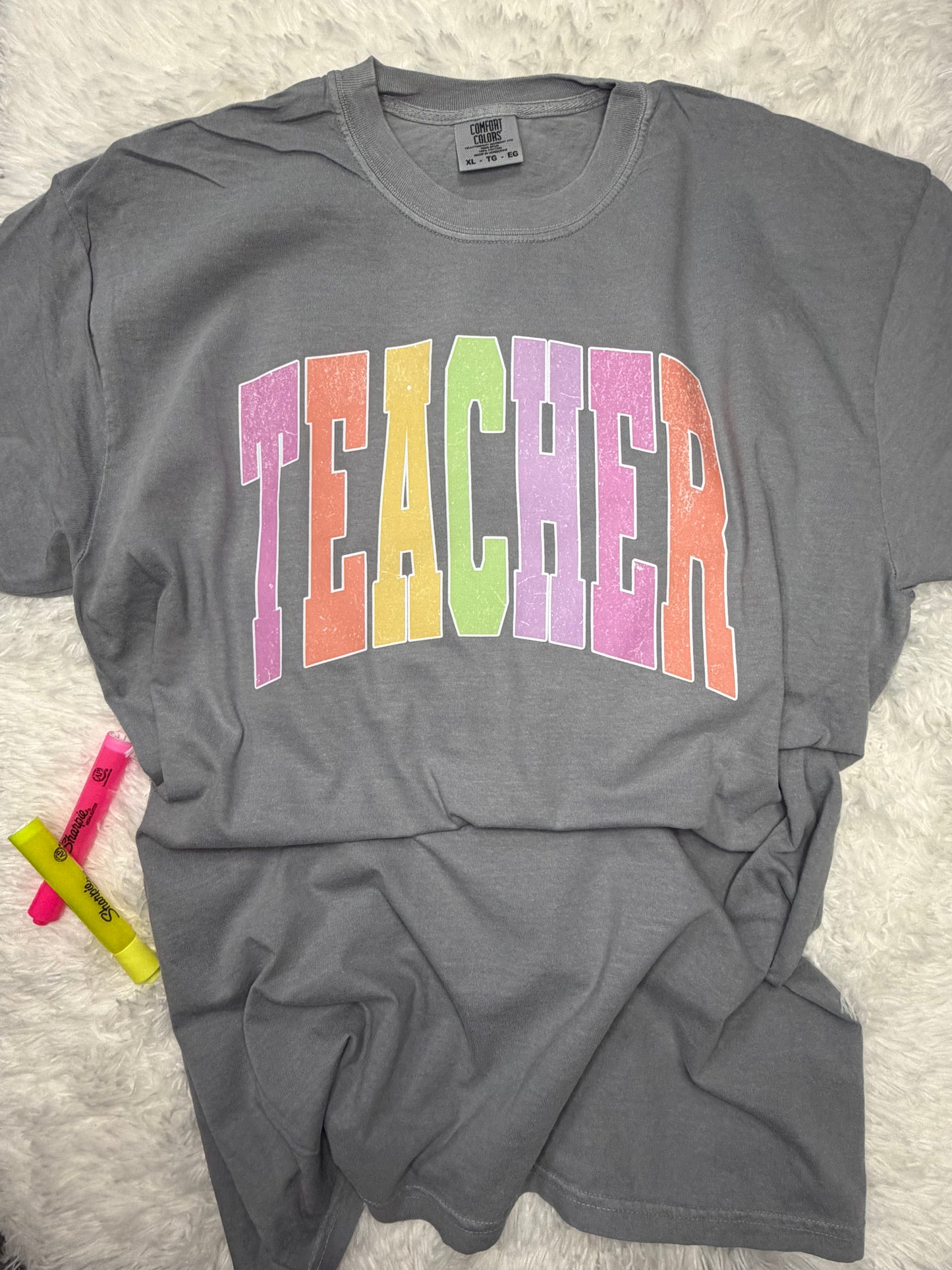 Rainbow Teacher Grey Tshirt