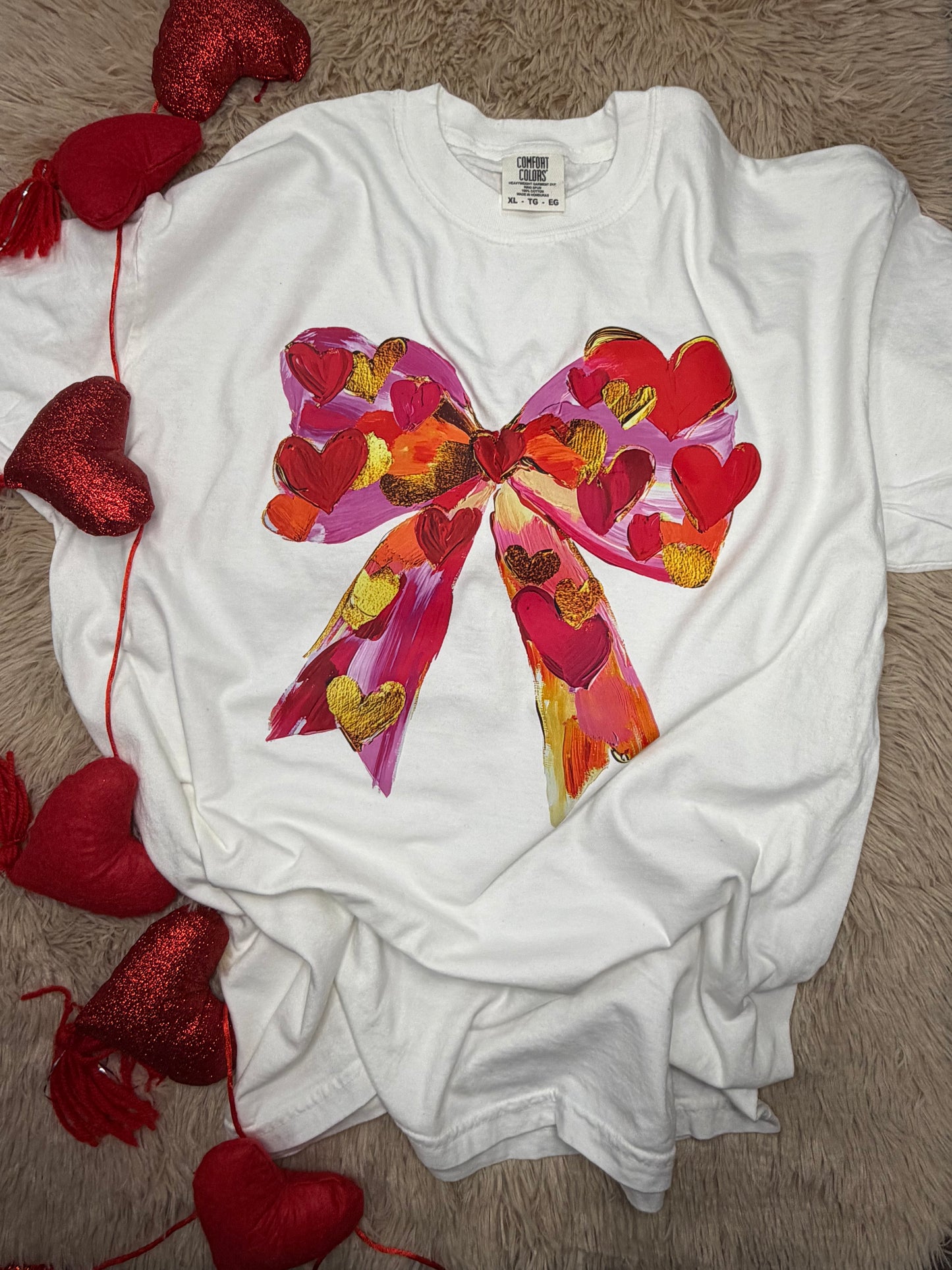 Painted effect Bow White Tshirt