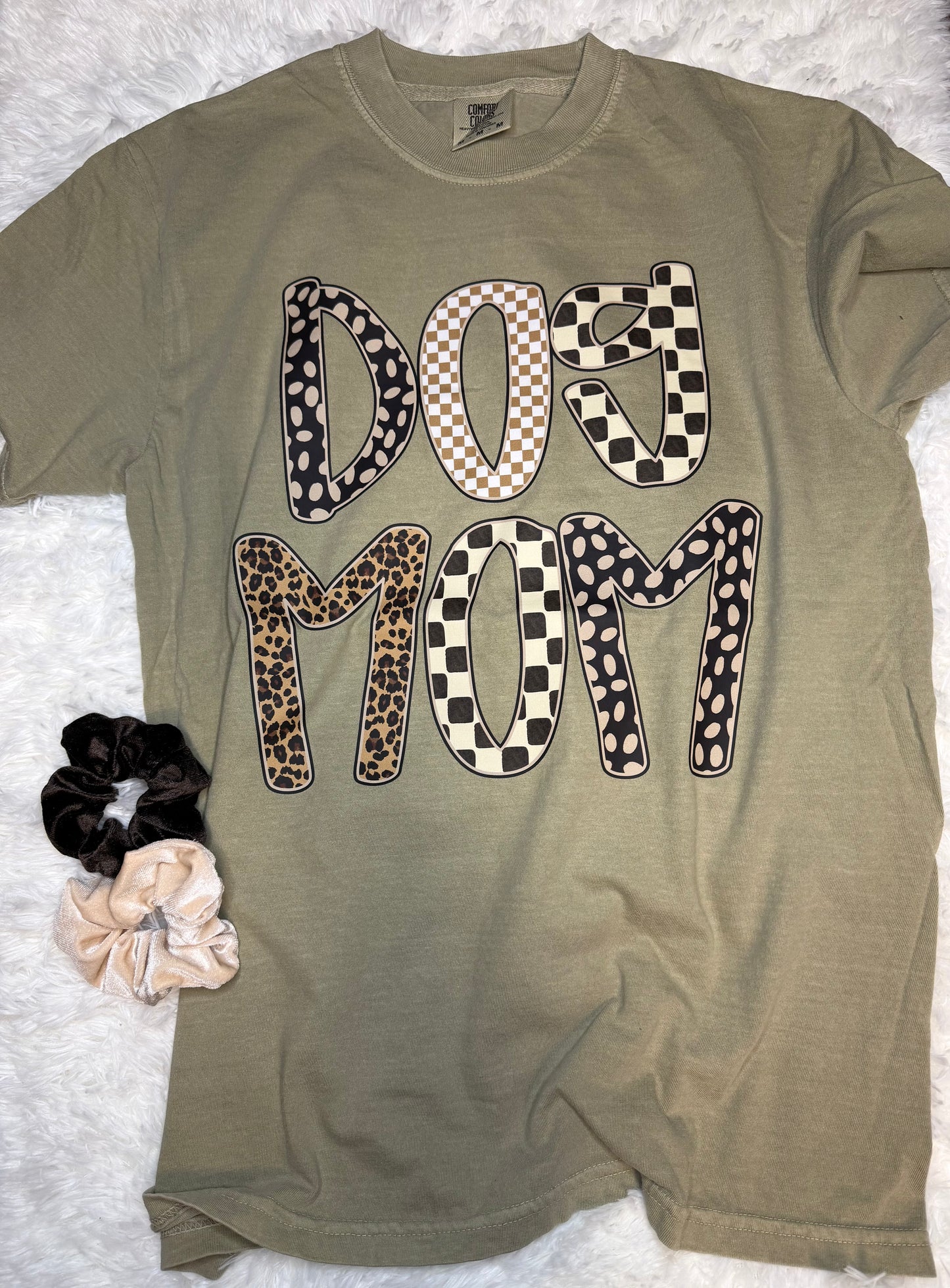 Dog Mom pattern Khaki Tshirt