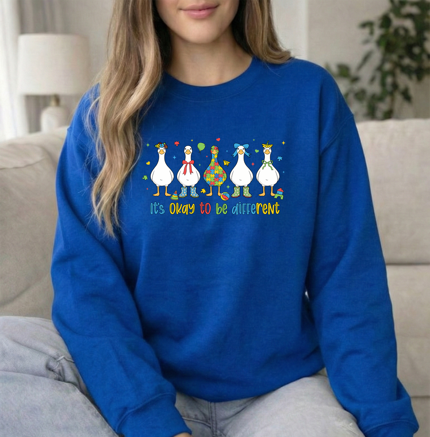 Its ok Youth Royal Gildan Crewneck Sweatshirt