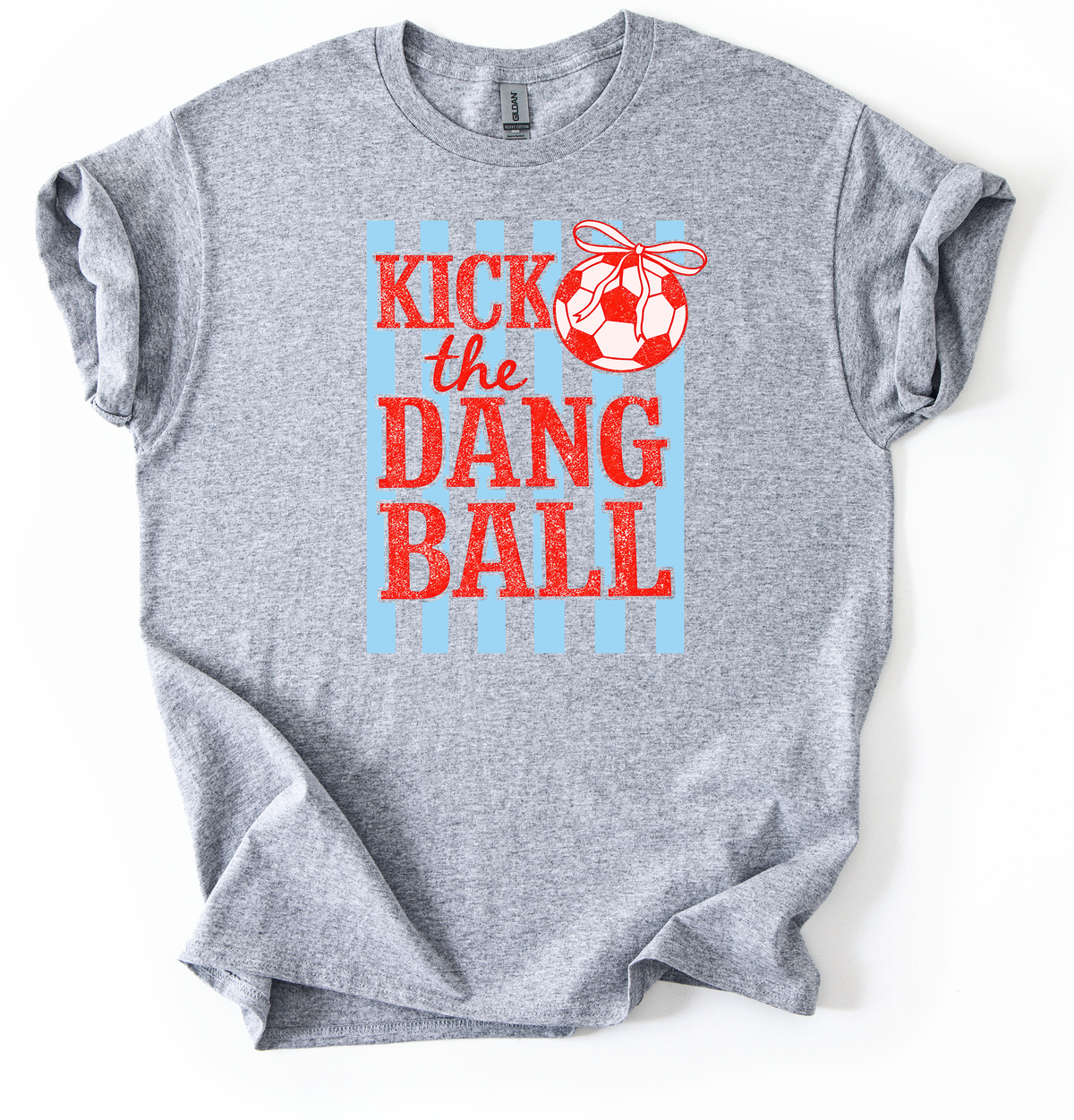 Kick Soccer Unisex Sports Grey Gildan Tshirt