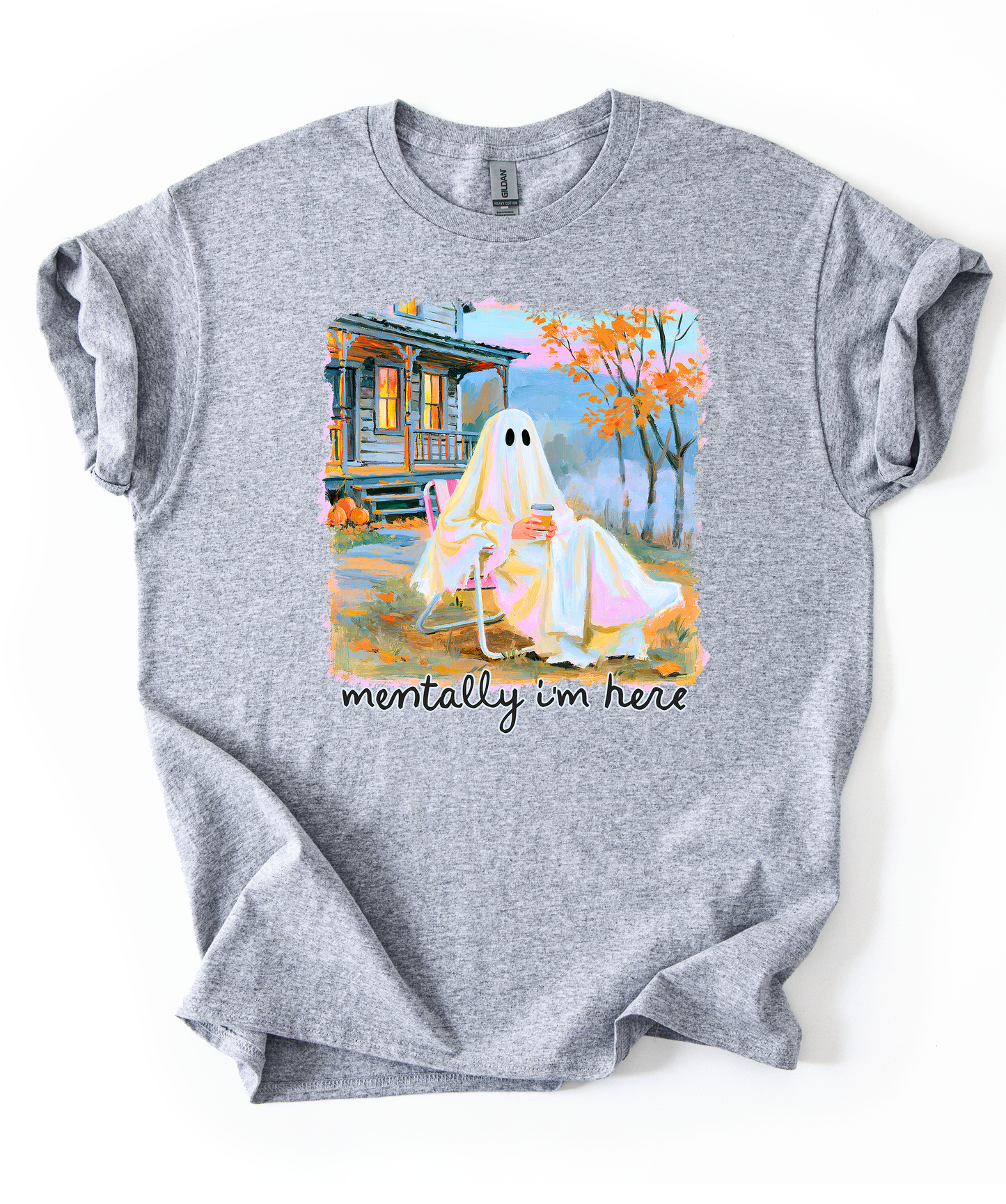 Mentally here Unisex Sports Grey Gildan Tshirt
