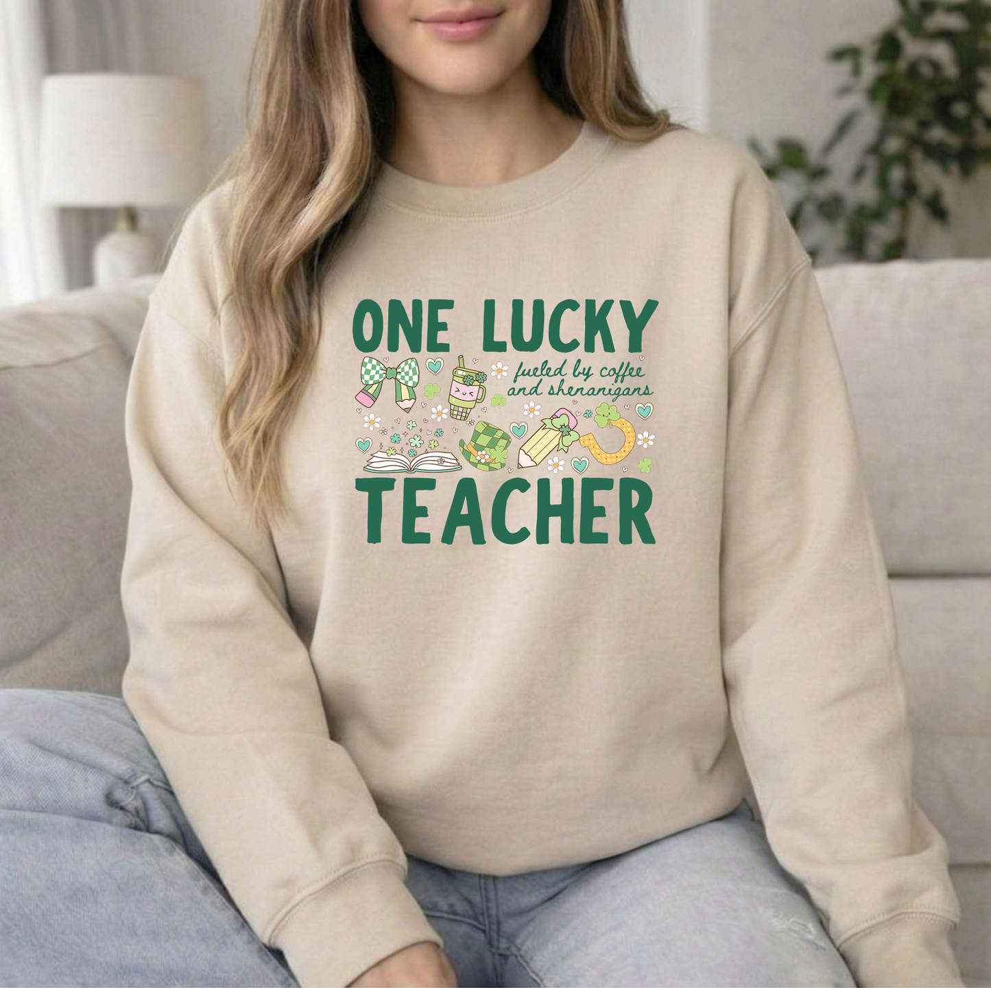Teacher St Pats Sand Crew Sweatshirt