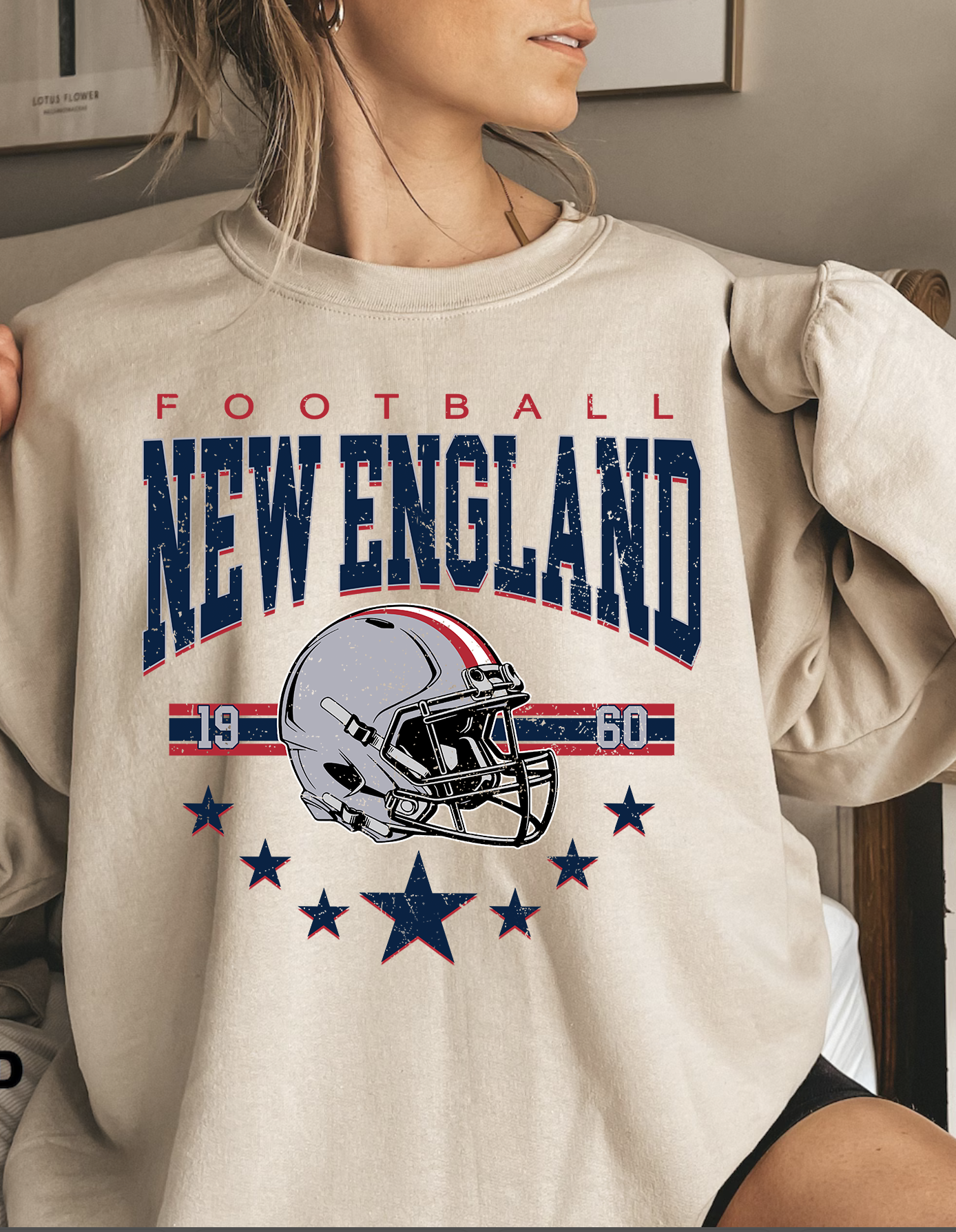 New England Star Sand Crewneck Sweater