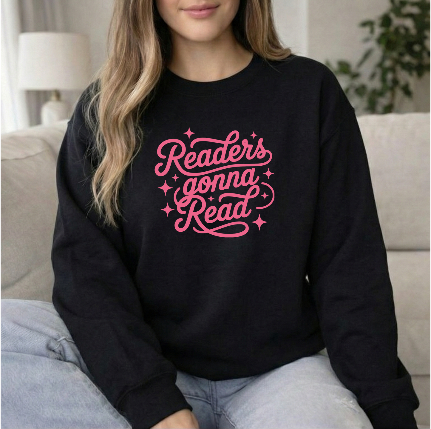 Readers gonna read Unisex Black Gildan Crewneck Sweatshirt