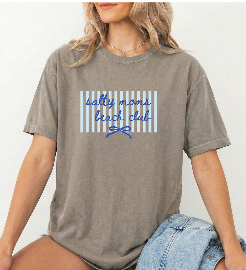 Salty mom beach club unisex Khaki comfort colors t shirt