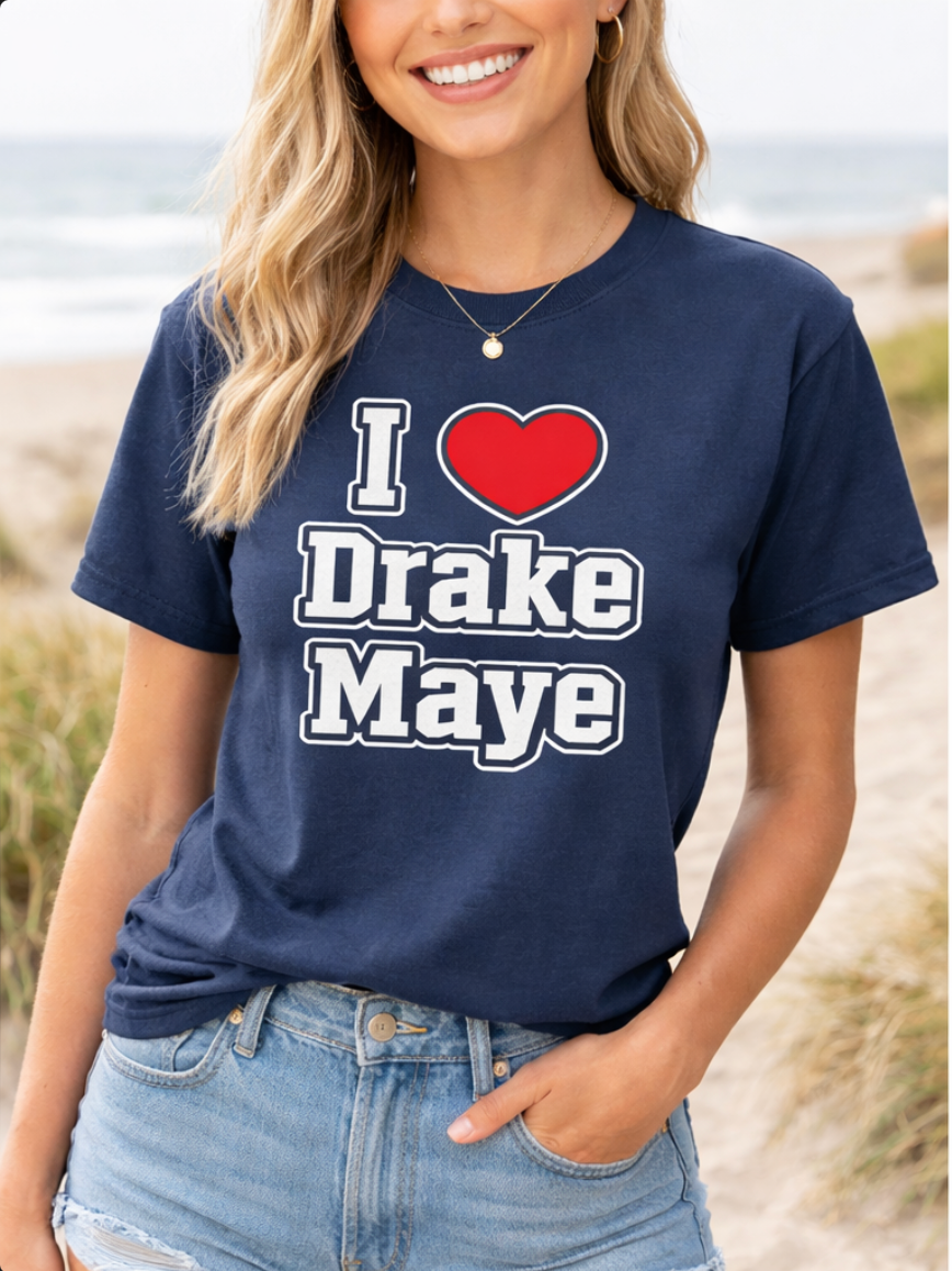 **Limited Drop**I Love Drake Maye Navy Blue Tshirt