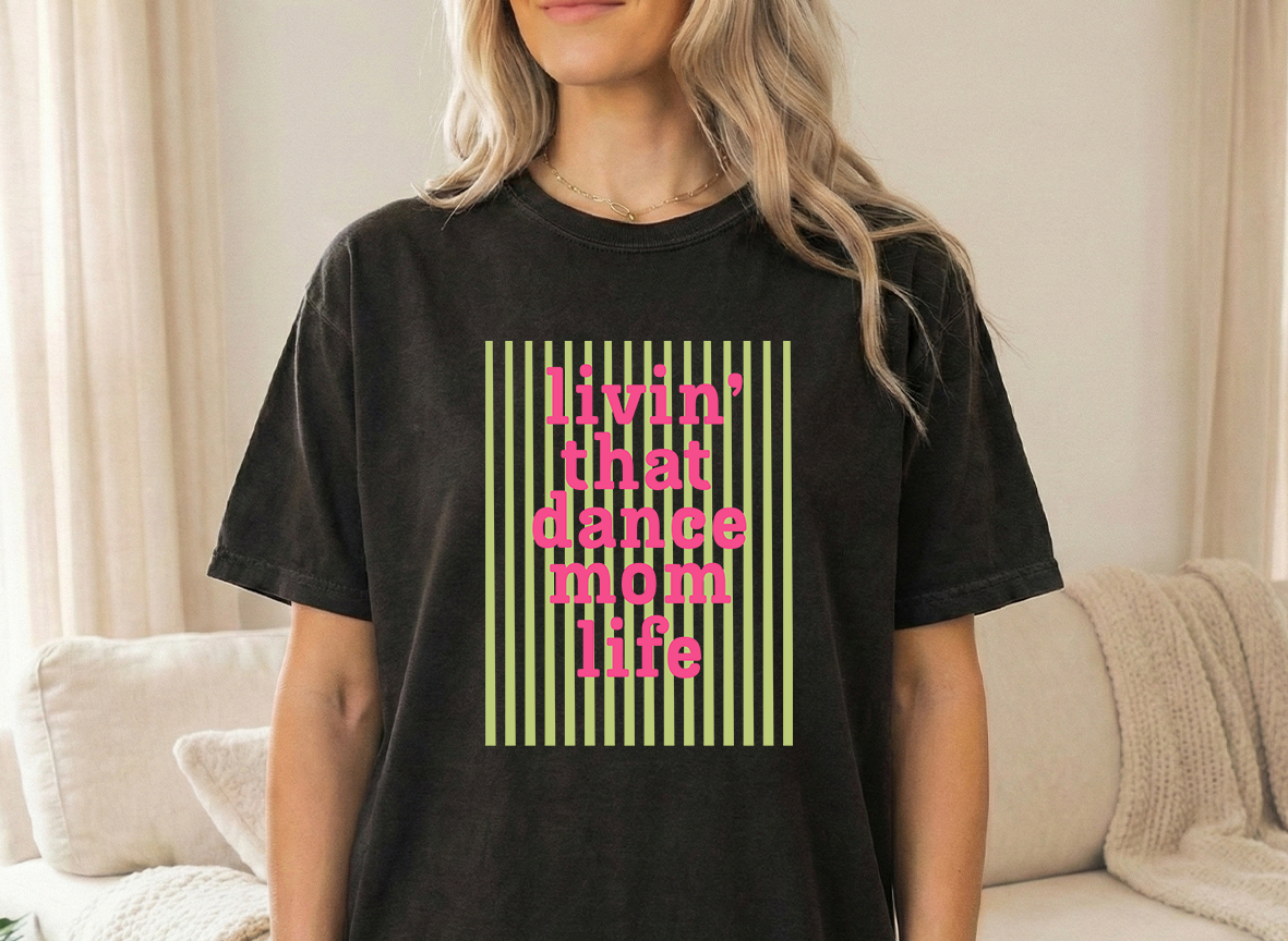Striped dance mom Black Unisex Comfort Colors Tshirt