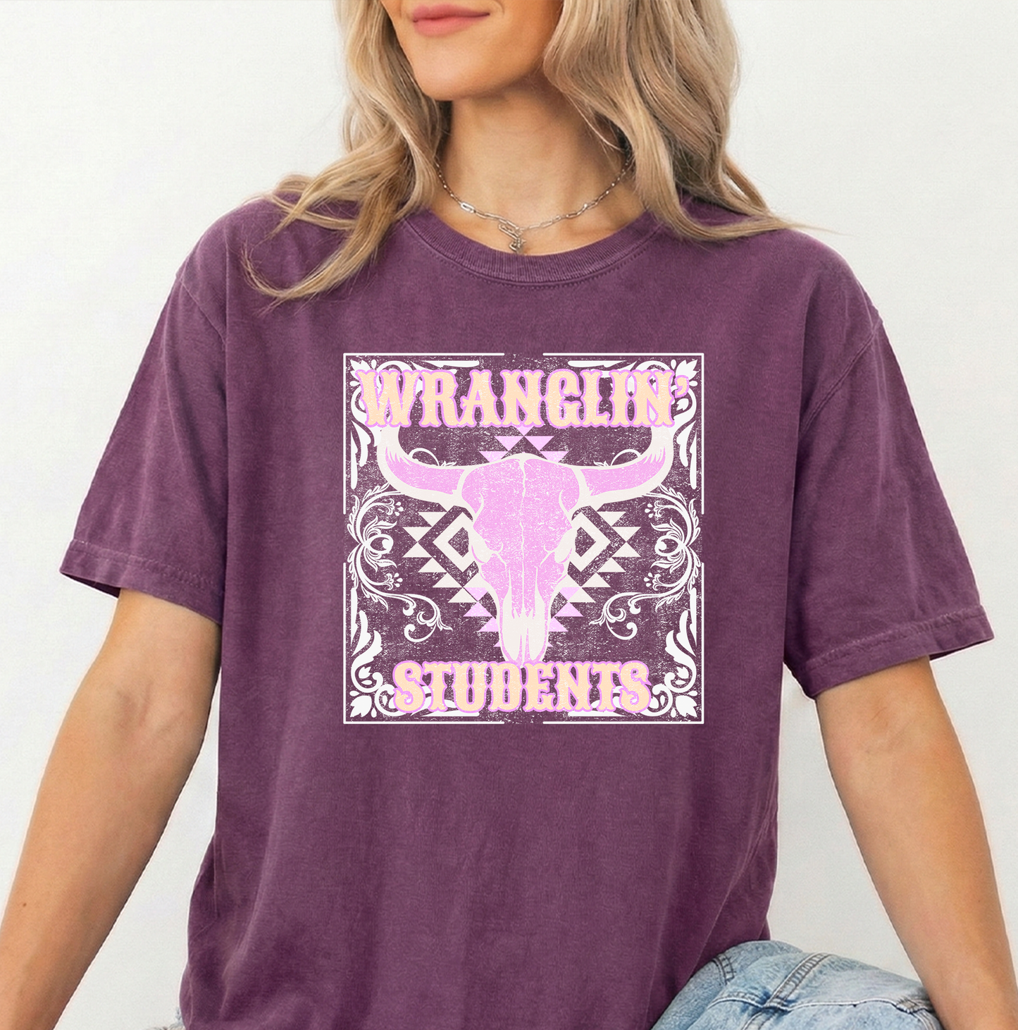 Wranglin Students Unisex Berry Comfort Colors Tshirt