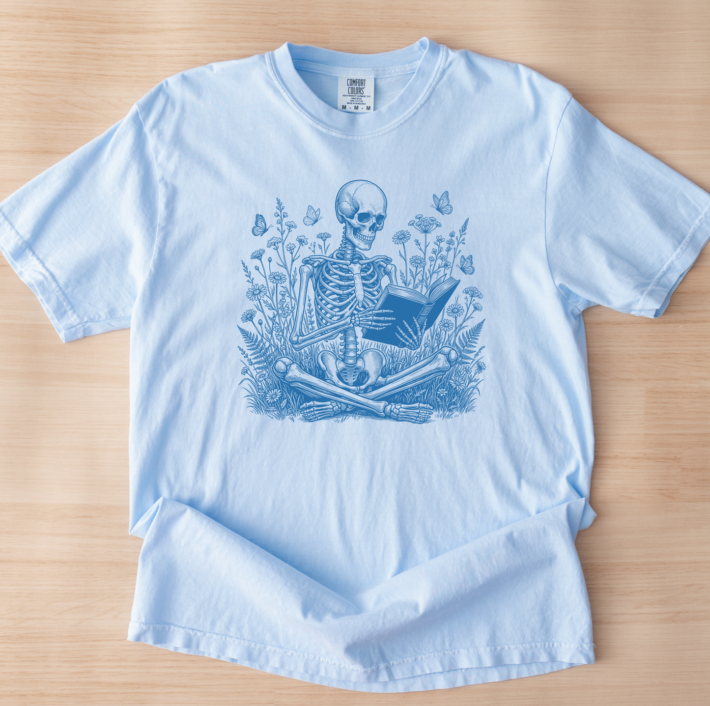 Skull Blue Unisex Comfort colors Hydrangea T shirt
