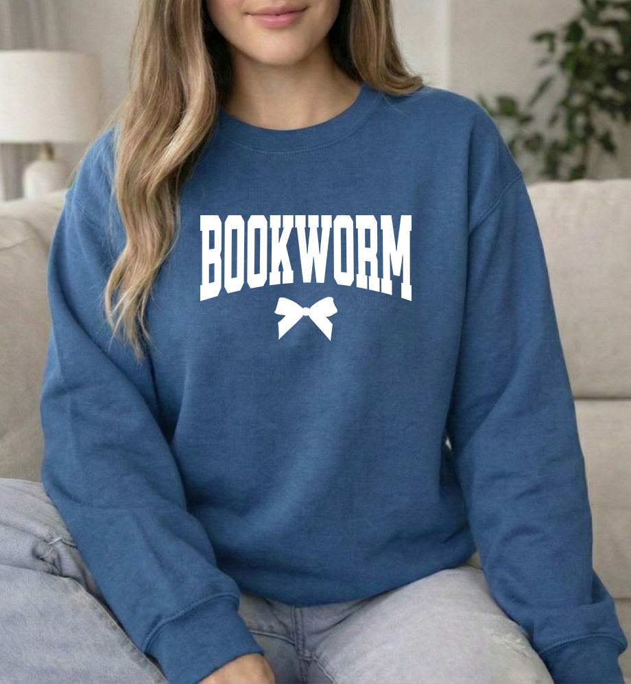 Bookworm Indigo Unisex Gildan Crewneck Sweatshirt