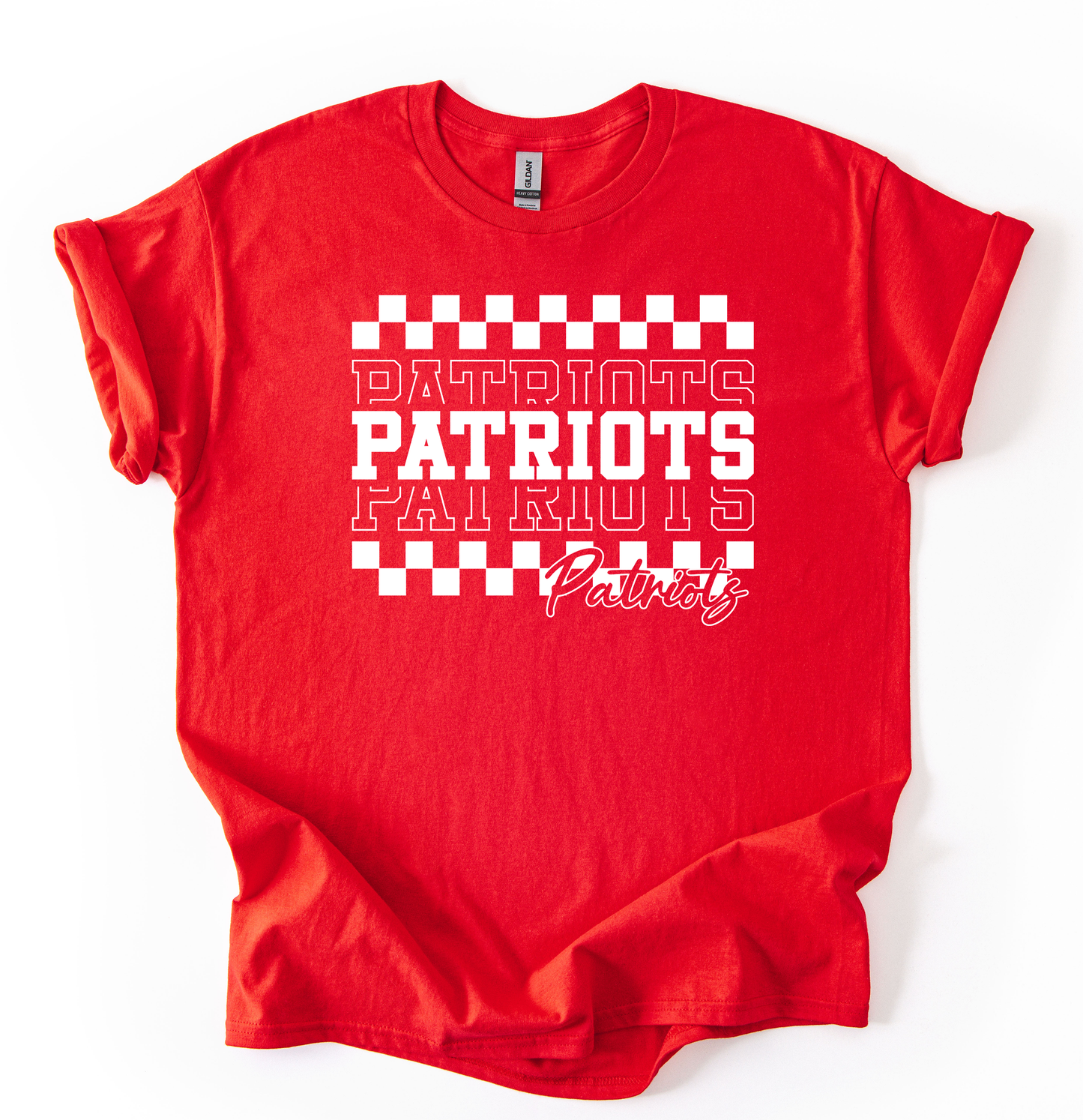 Check Patriots Unisex Red Gildan Tshirt