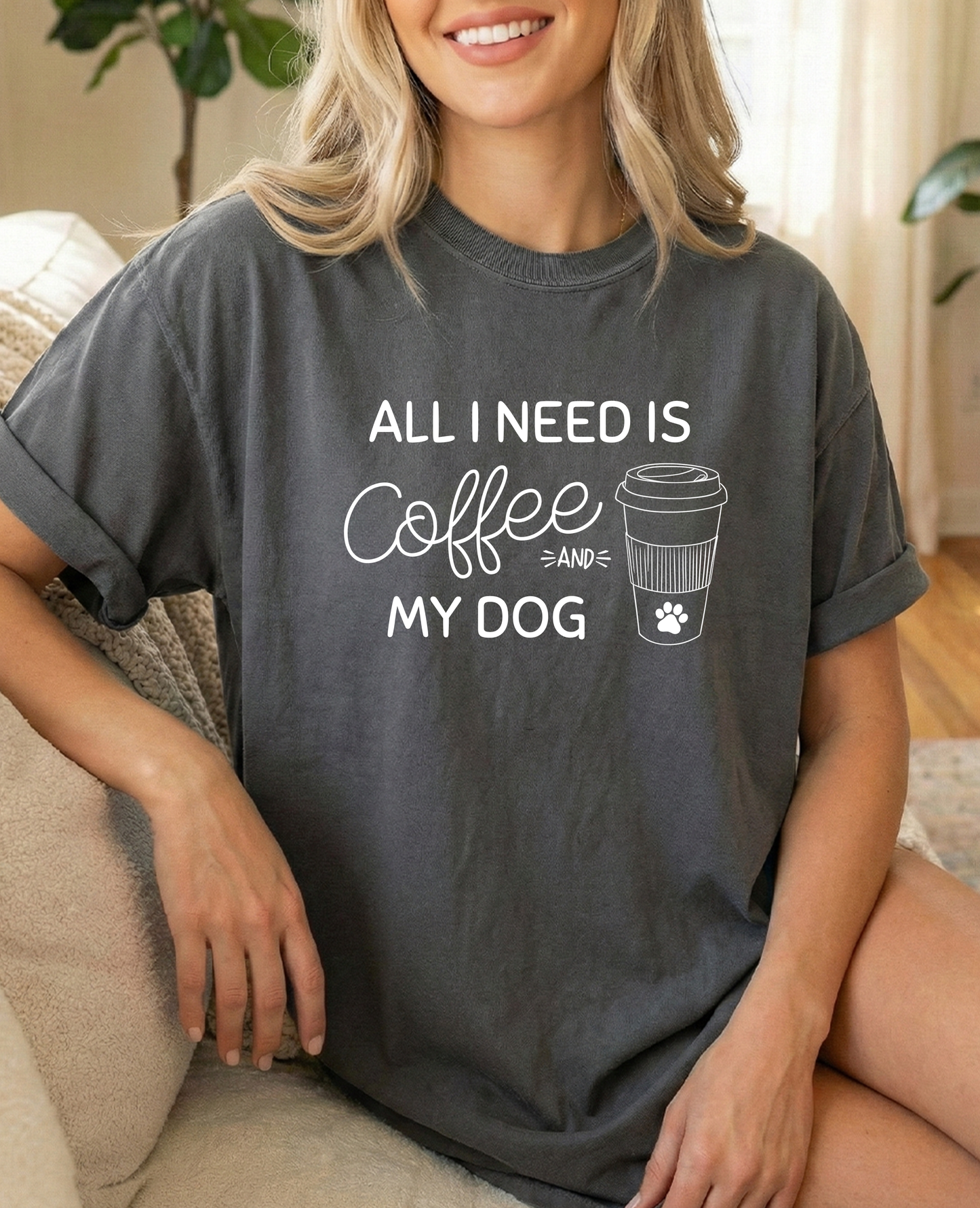 Dog and coffee unisex comfort colors pepper t shirt