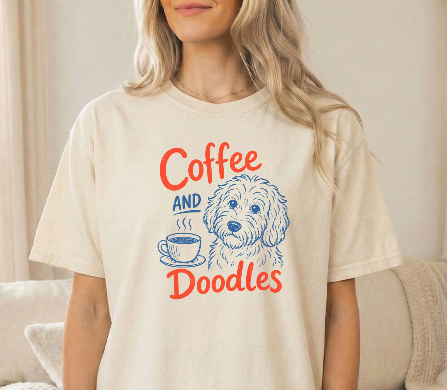 Coffee Doodle Unisex Comfort Colors Ivory Tshirt