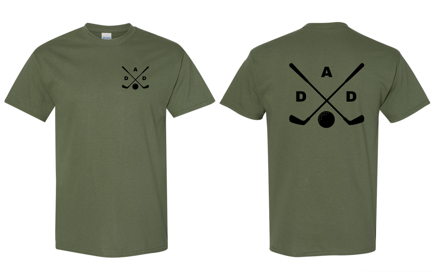 Dad Golf Unisex Military Green Gildan Tshirt