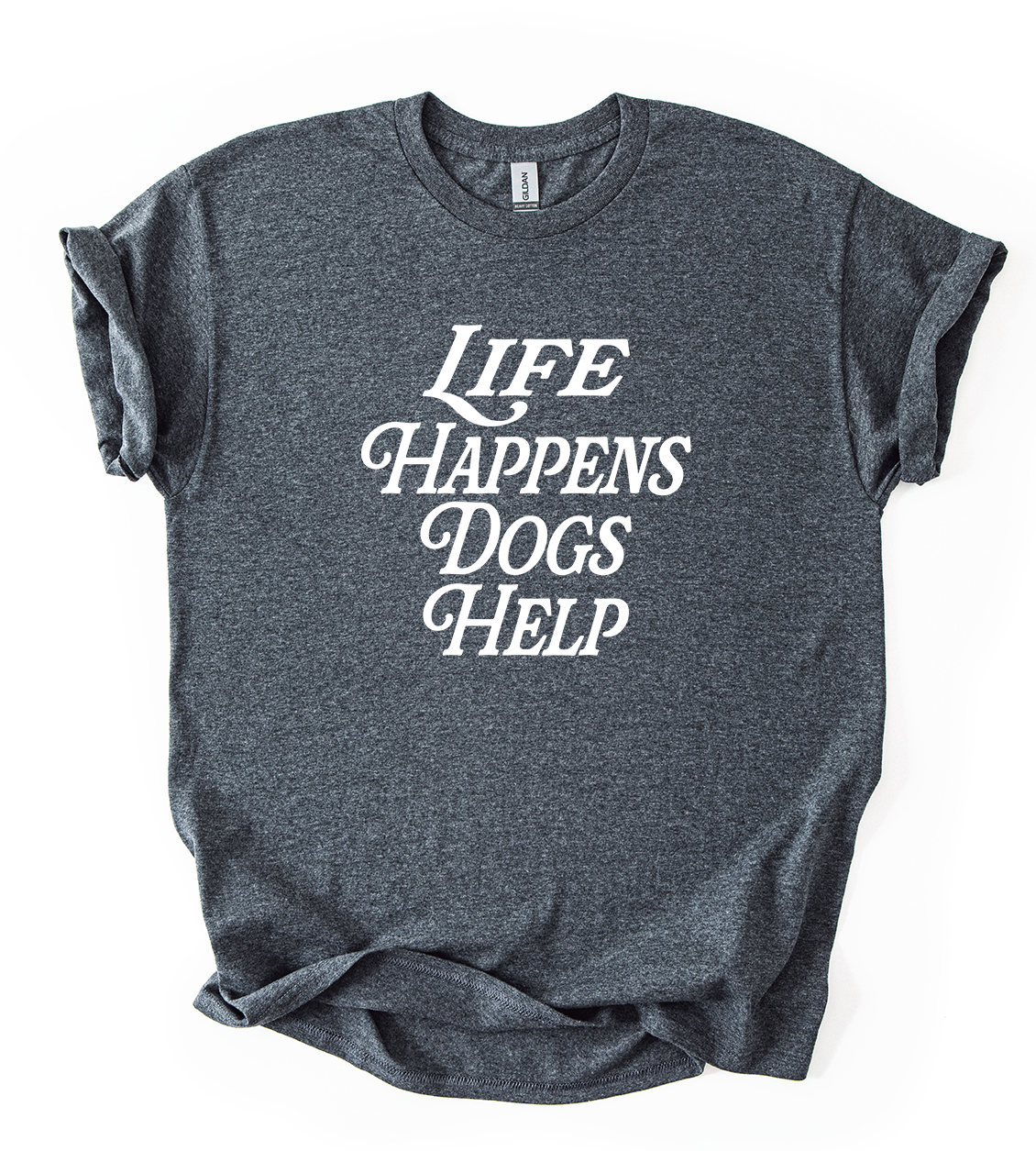 Dogs Help Unisex Dark Heather Gildan Tshirt