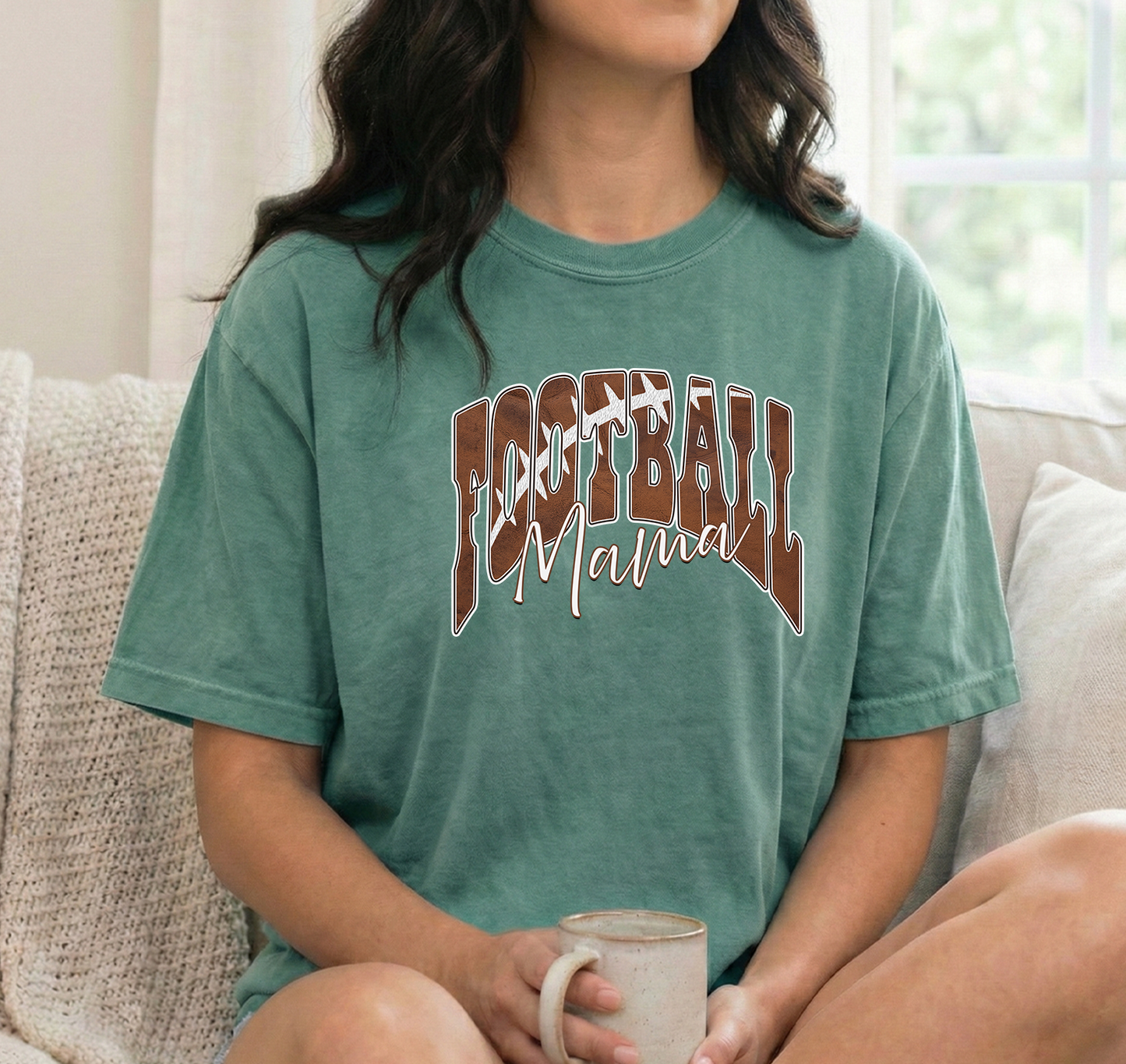 Football mama light green Unisex Comfort Colors Tshirt