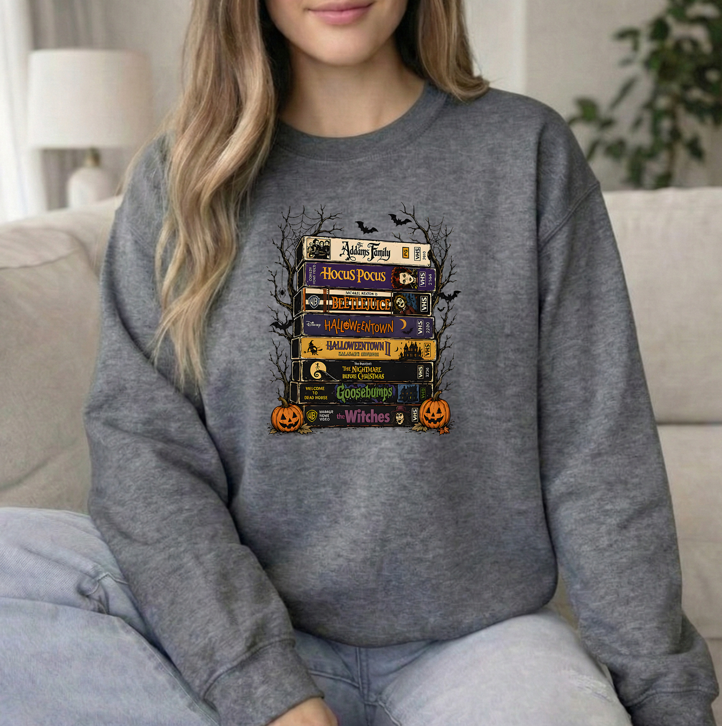 VHS Graphite heather unisex Gildan Crewneck Sweatshirt