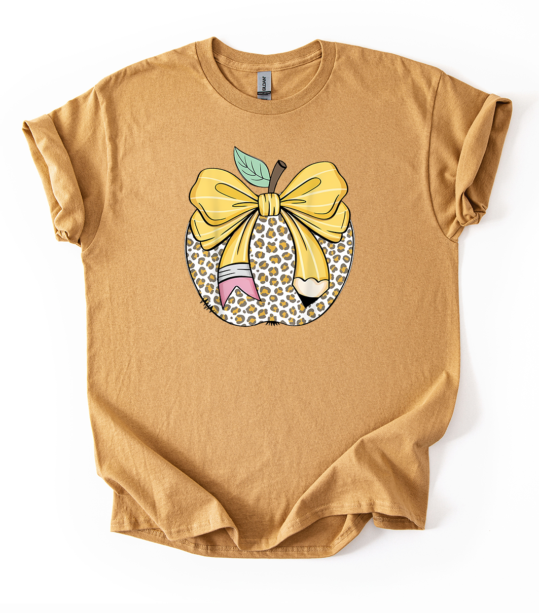 Leopard Apple Unisex Gildan Old Gold Tshirt