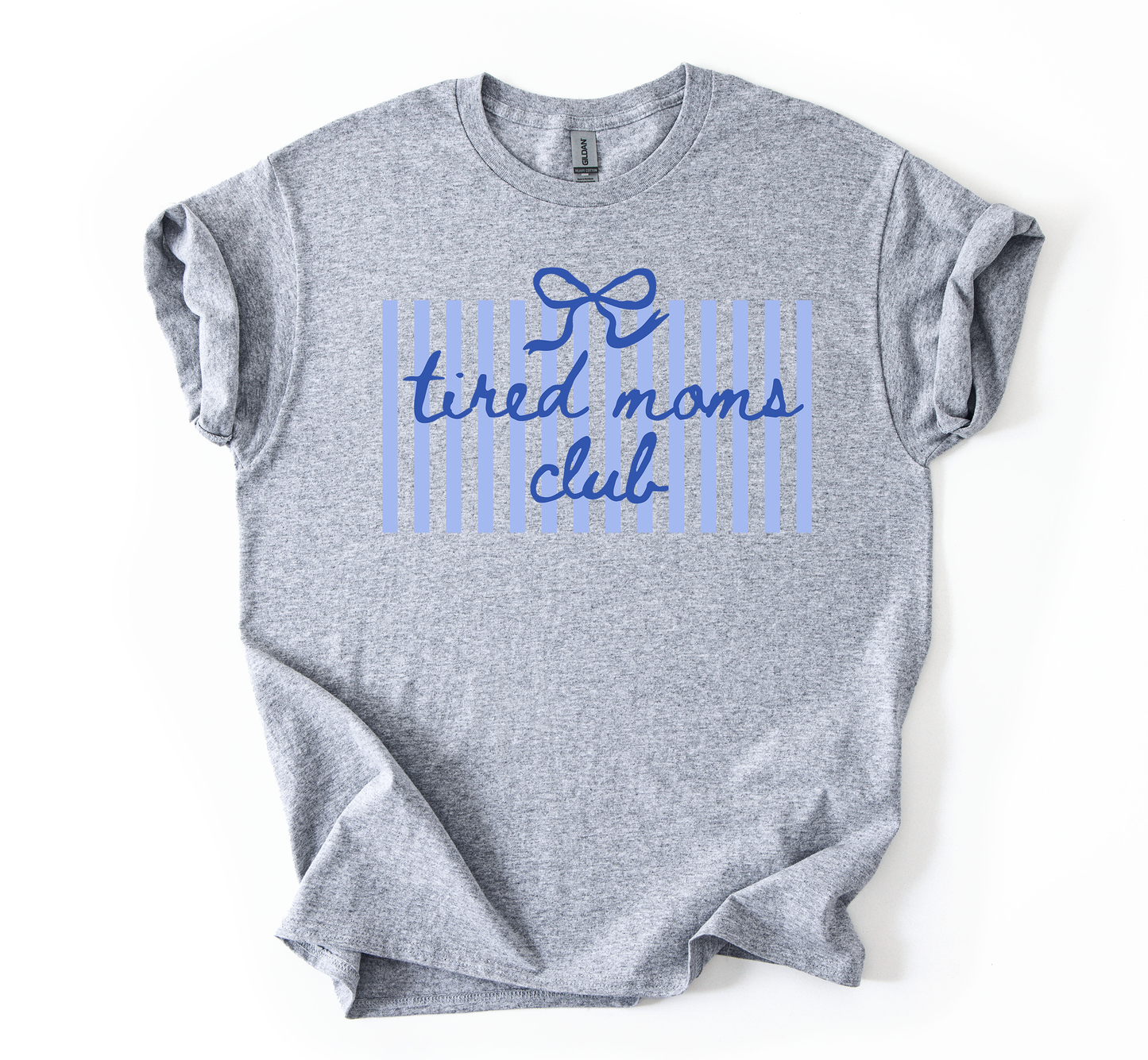 Tired mom blue Unisex Gildan Sports Grey Tshirt