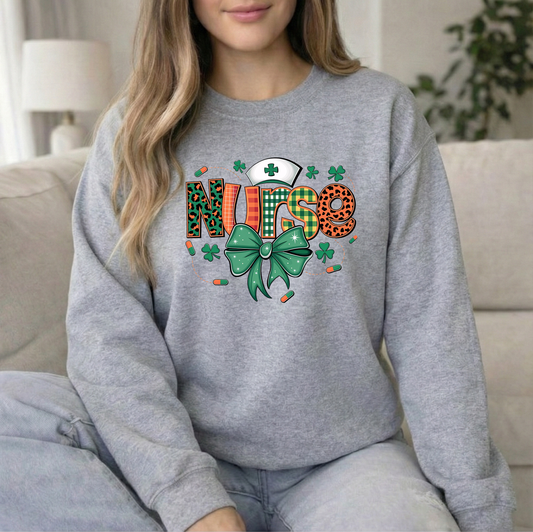Nurse hat st pats sports grey crew sweatshirt