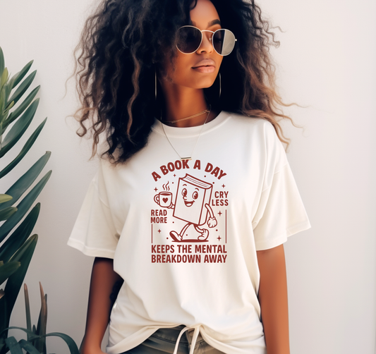 A Book a day brown Unisex Comfort Colors Ivory Tshirt