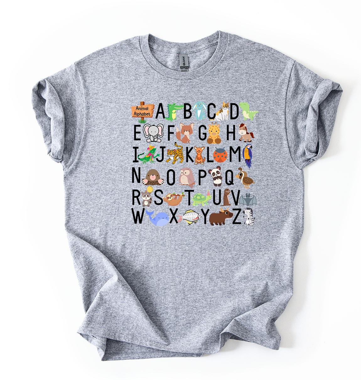 Animal ABCs Unisex Gildan Sports Grey Tshirt