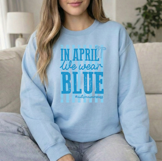 April Blue Unisex Light Blue Gildan Crewneck Sweatshirt