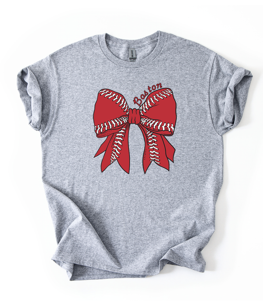 Red ball bow Sports Grey Youth Gildan Tshirt