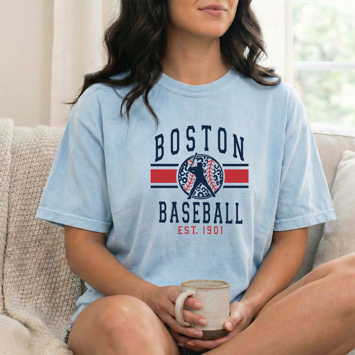 Baseball Leopard Chambray Comfort Colors Tshirt