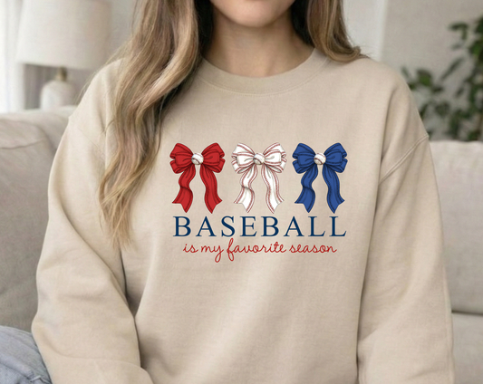 Baseball Fav Season Unisex Sand Gildan Crewneck Sweatshirt
