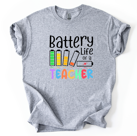 Teacher Battery Unisex Sports Grey Gildan Tshirt