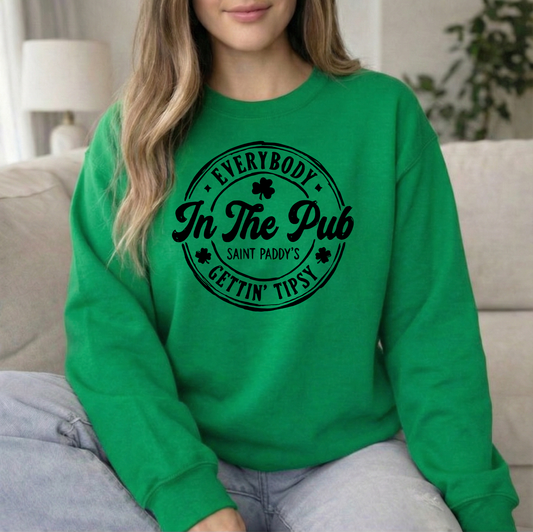 Black Tipsy Irish Green Crew Sweatshirt