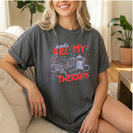 Books Therapy Unisex Comfort Colors Pepper T shirt