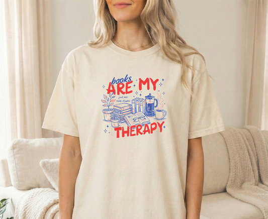 Books Therapy Unisex Comfort Colors Ivory T shirt