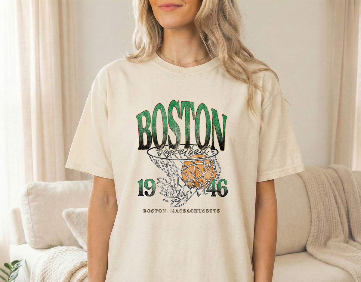 Boston Basketball Classic Ivory Comfort colors unisex t shirt