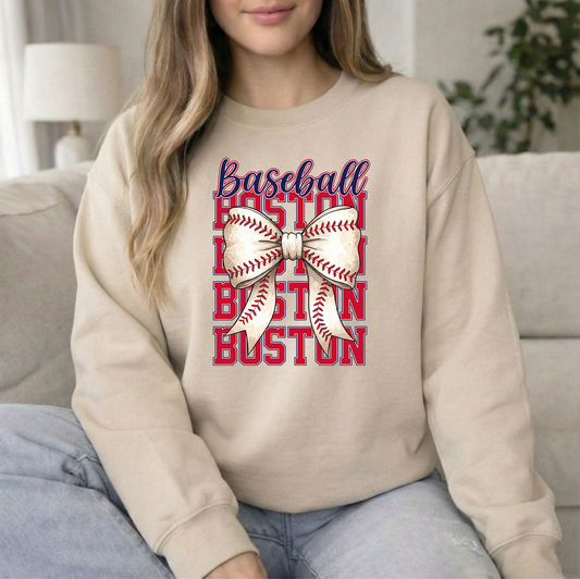 Boston Boston Baseball Sand Unisex Gildan Crewneck Sweatshirt