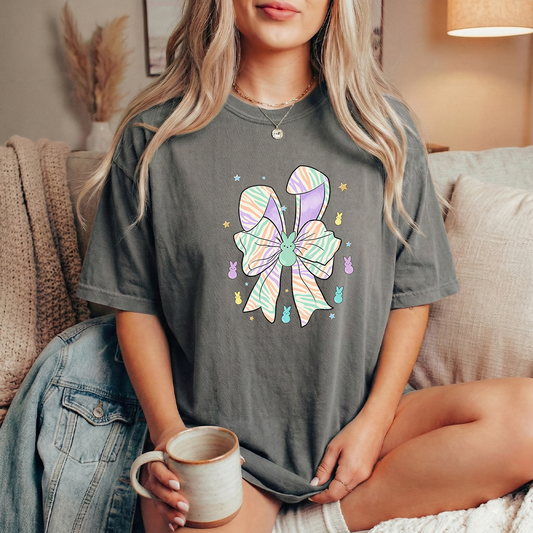 Bunny Bow Unisex Adult Grey Tshirt