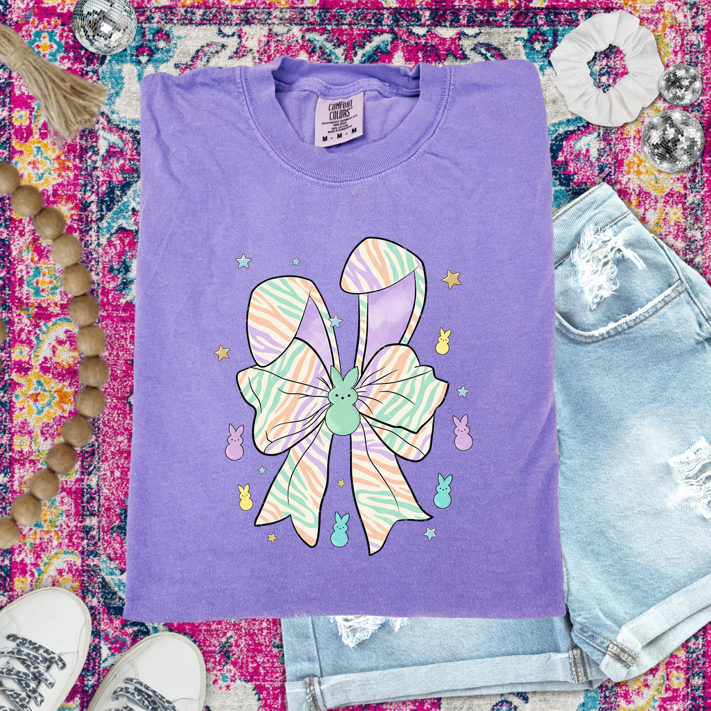 Bunny Bow Unisex Adult Violet Tshirt