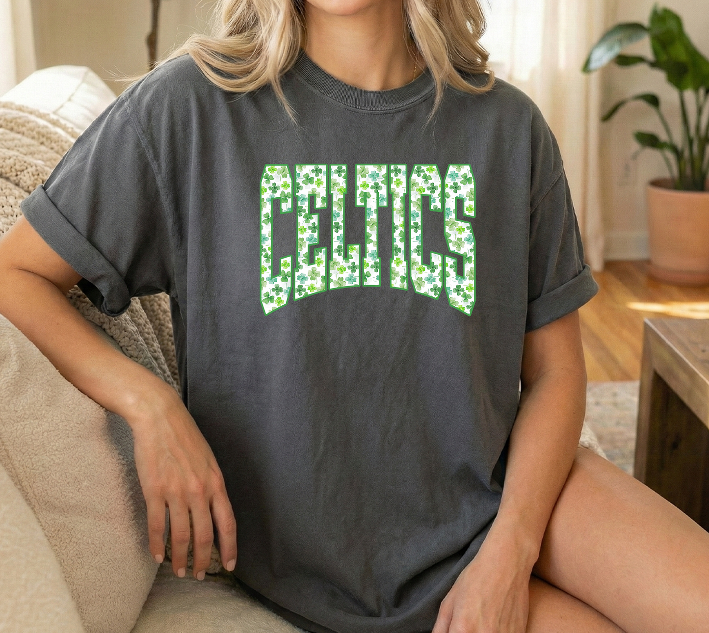 Celtics Clover Unisex Pepper Comfort Colors Tshirt