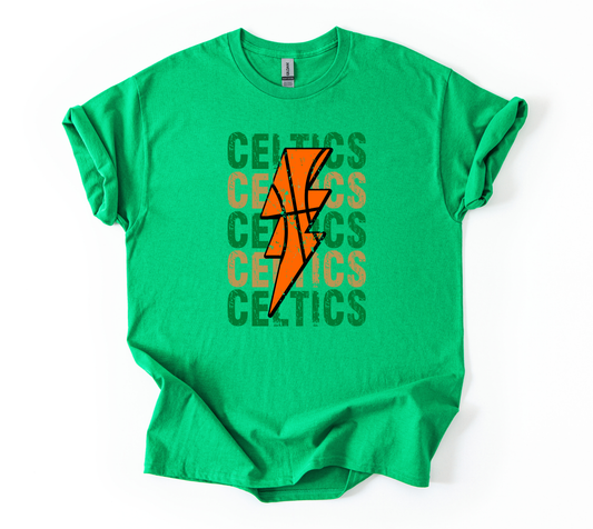 Celtics bolt YOUTH irish green Gildan tshirt
