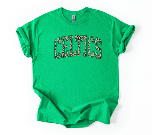 Celtics leopard YOUTH irish green Gildan tshirt
